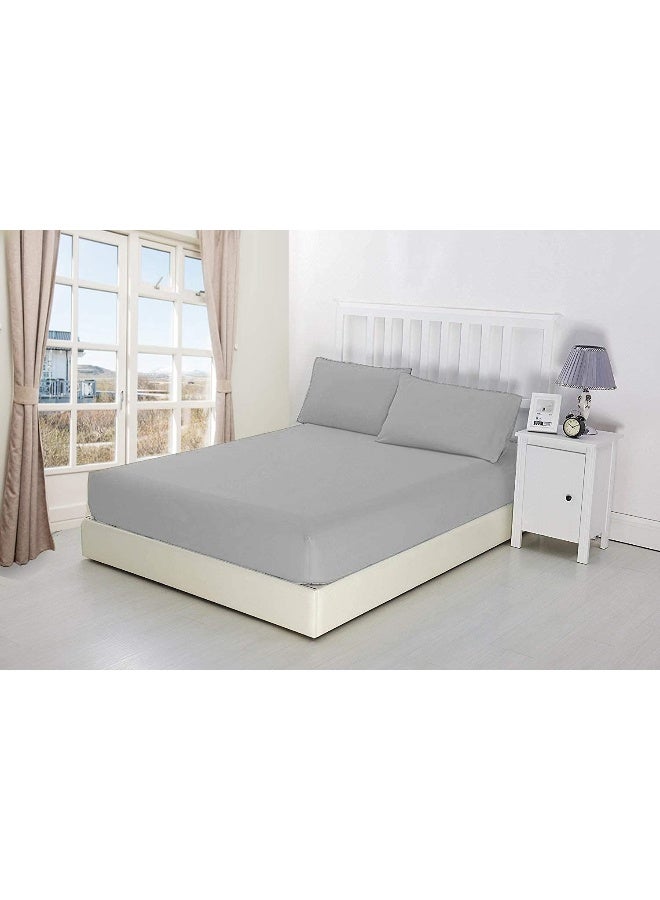 California Queen Size 3PC Fitted Sheet, 1 Piece Fitted and 2 Pieces Pillow case, Color Silver Gray, Super Soft 600TC 100% Natural Cotton, California Queen Size Bed Fit to 15'' Extra Deep Pocket Sheets - Image 1