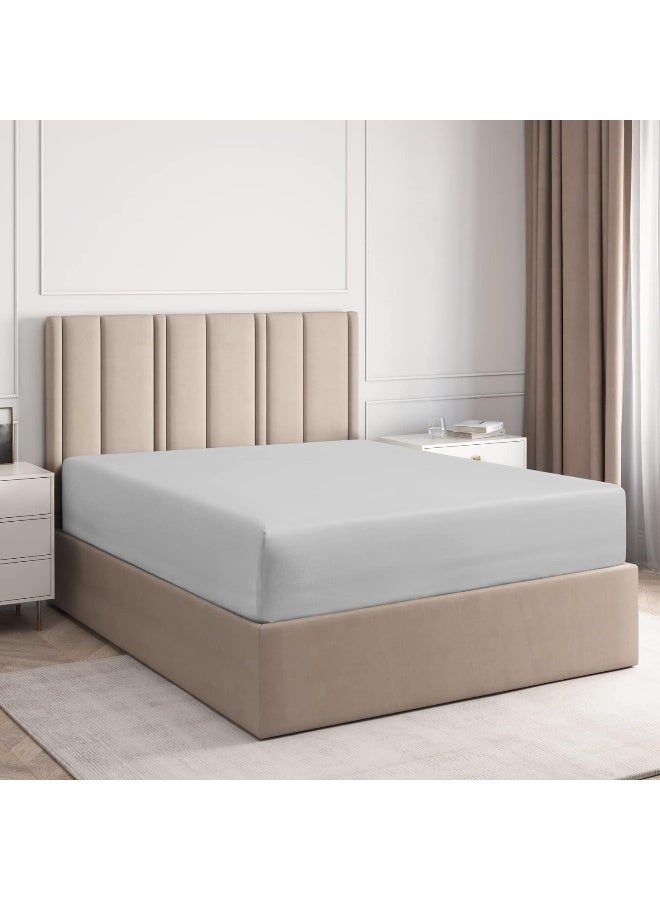 California Queen Size 3PC Fitted Sheet, 1 Piece Fitted and 2 Pieces Pillow case, Color Silver Gray, Super Soft 600TC 100% Natural Cotton, California Queen Size Bed Fit to 15'' Extra Deep Pocket Sheets - Image 2