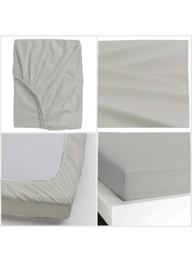 California Queen Size 3PC Fitted Sheet, 1 Piece Fitted and 2 Pieces Pillow case, Color Silver Gray, Super Soft 600TC 100% Natural Cotton, California Queen Size Bed Fit to 15'' Extra Deep Pocket Sheets - Image 3