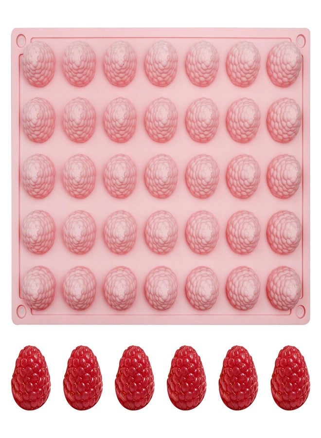 Fchil 3D Silicone Mini Raspberry Molds, 35-Cavity Raspberry Baking Tray for Chocolate Candy Jello Cookie Cake Decorating, 9.41 x 6.81 x 1.02 inches - Image 1