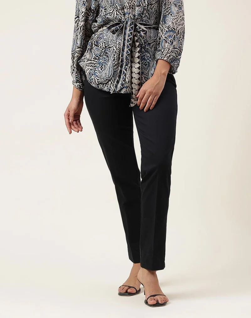 Fabindia  Black Cotton Blend Full Length Pant Formal for Women | Best Price UAE