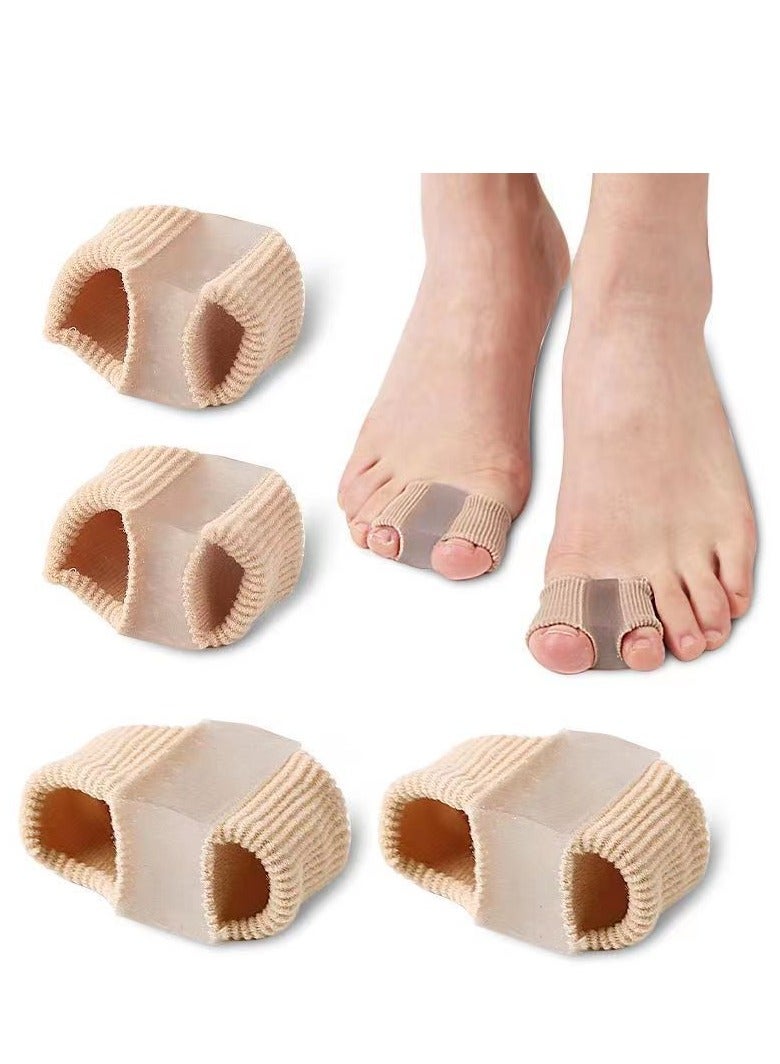 GUDOO 4 عبوات من الأكمام الفاصلة لأصابع القدم، مصحح ناعم لأصابع القدم الكبيرة مع وسادة فاصل من الجل لأصابع القدم، أكمام متداخلة لأصابع القدم، بيج S - Image 1