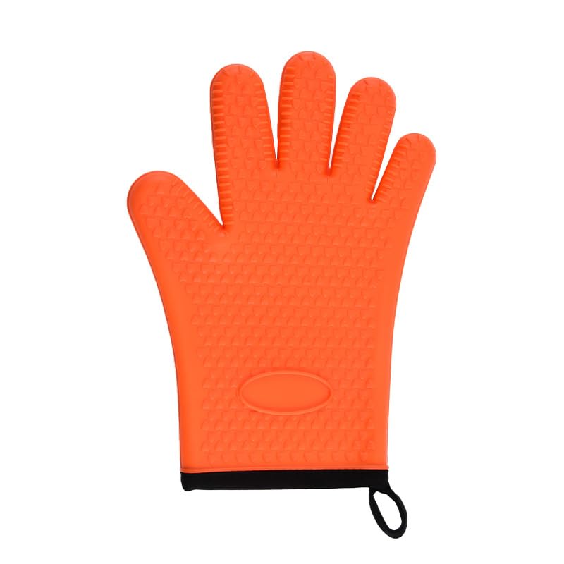 FYCAN Five Finger Heat Hand Gloves Heat Oven Gloves Microwave Insulated Gloves BBQ Silicone Gloves Grilling Gloves Silicone Oven Mitts for Home Kitchen Cooking Barbecue Baking Long Heat 1pcs