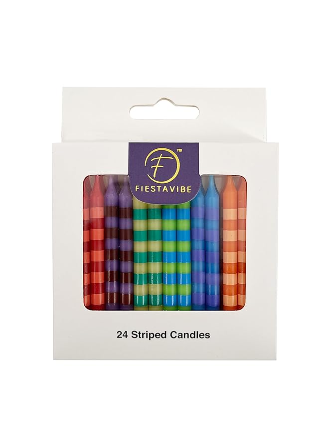 24 Striped Candles Assorted Pz Vert 83054