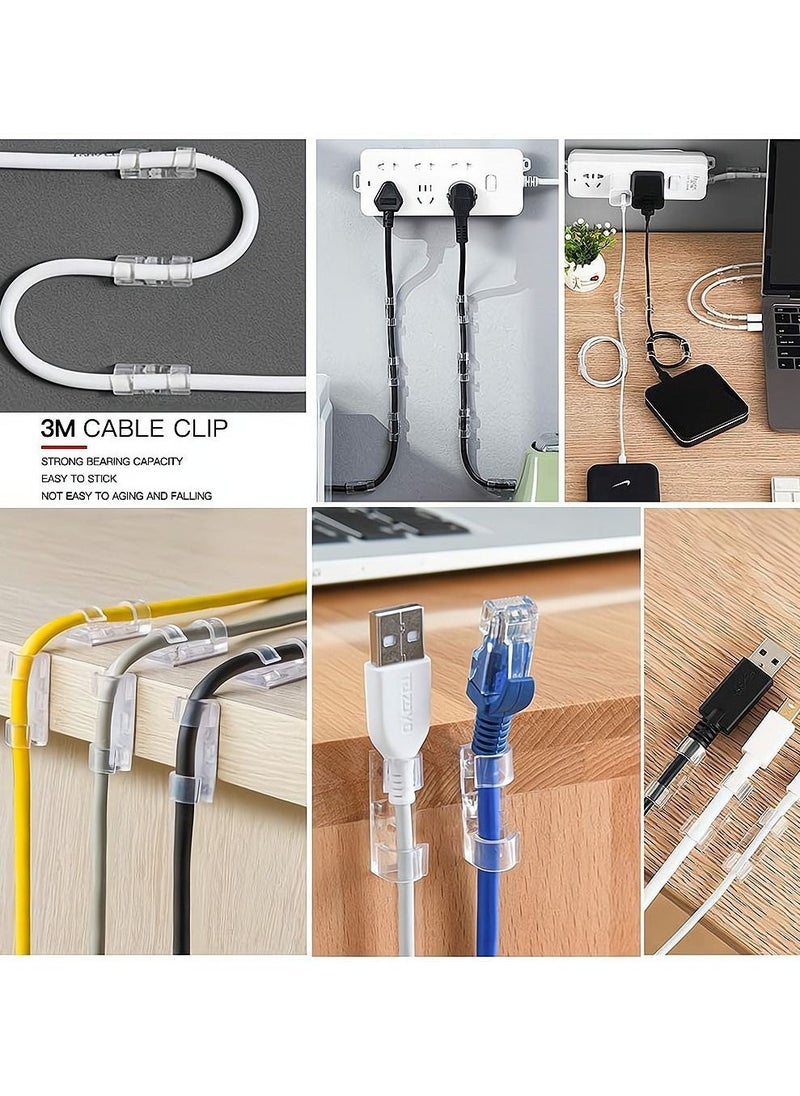 Generic Self-Adhesive Cable Clips, Cable Organizer for 6-8 MM cable, Wire Clamp Sticky Clear Cable Clip Management Organizer Drop Wire Holder for TV PC Cable Desktop Home Office, 100 Pieces, Clear  - Image 2
