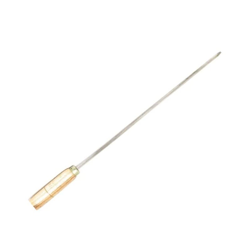 BTR Bharat Skewers 20 INCH ROD 5 INCH HARWOOD SHEESHAM WOODEN HANDLE {THIKNESS 5 MM SQUARE SHAPE 304 GRADE ROD} /Kabab Seekh stainless Steel Barbeque Grilling Stick, for KABAB/Paneer Tikka (Silver-5mm heavy stick) (Pack of 6 Pieces) full length 25 inch - Image 2