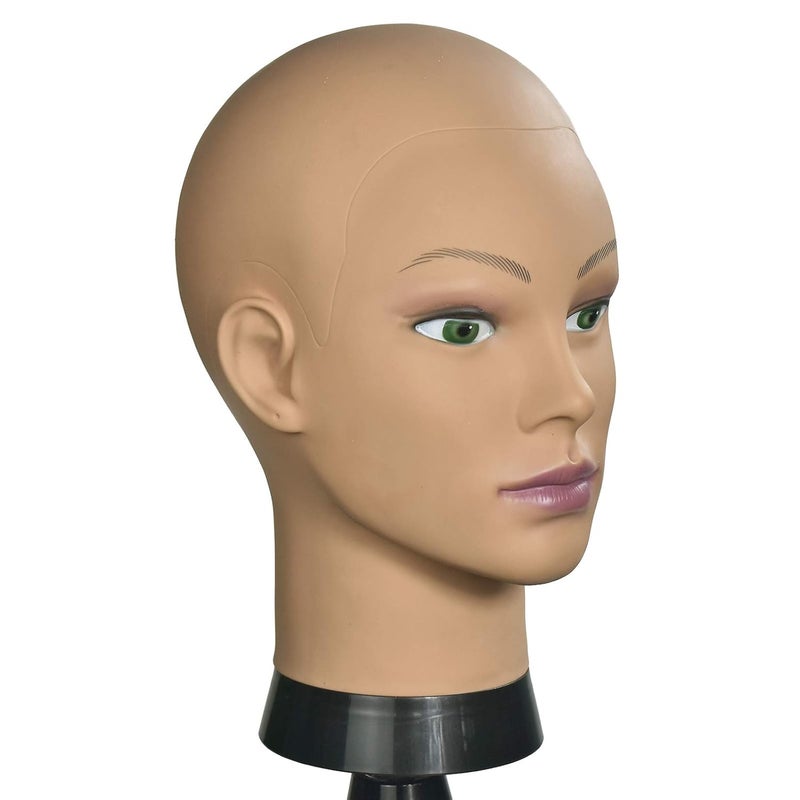 Ba Sha Afro Cosmetology Mannequin Head Bald Manikin head for Wigs Making Wig Display Hat Display Glasses Display with Free Clamp - Image 2