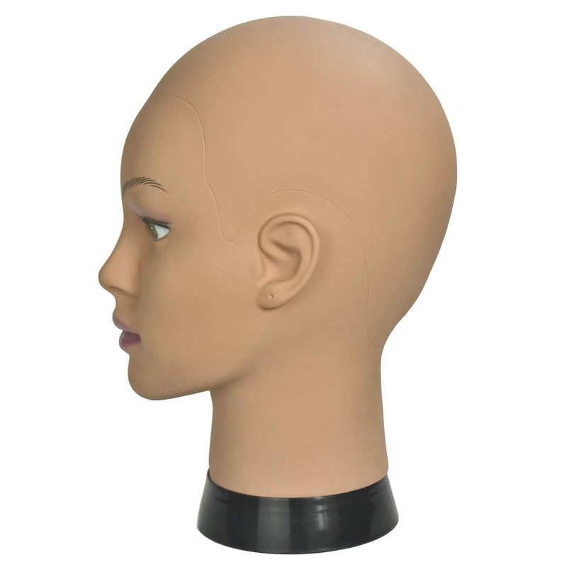 Ba Sha Afro Cosmetology Mannequin Head Bald Manikin head for Wigs Making Wig Display Hat Display Glasses Display with Free Clamp - Image 4