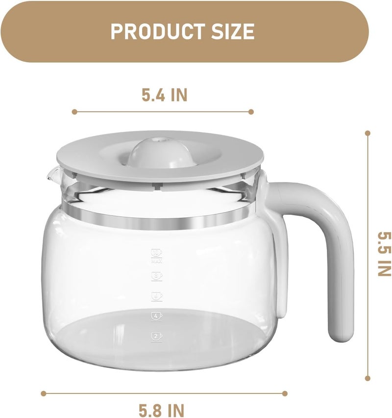 Shonshon 10 Cup Coffee Maker Carafe Replacement Pot Compatible with Smeg DCGC01 Overflow Coffee Maker DCF02 DCG01 - Image 5