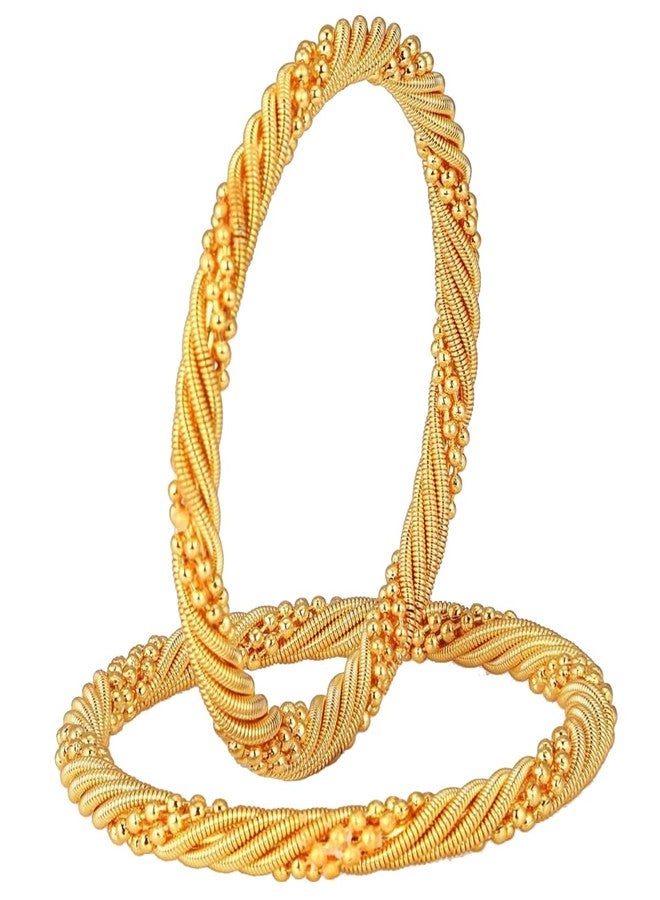 ZIVOM® Twister 22K Gold Plated Slim Gold Bangle Pair Set Of 2 For Women Gift - Image 1