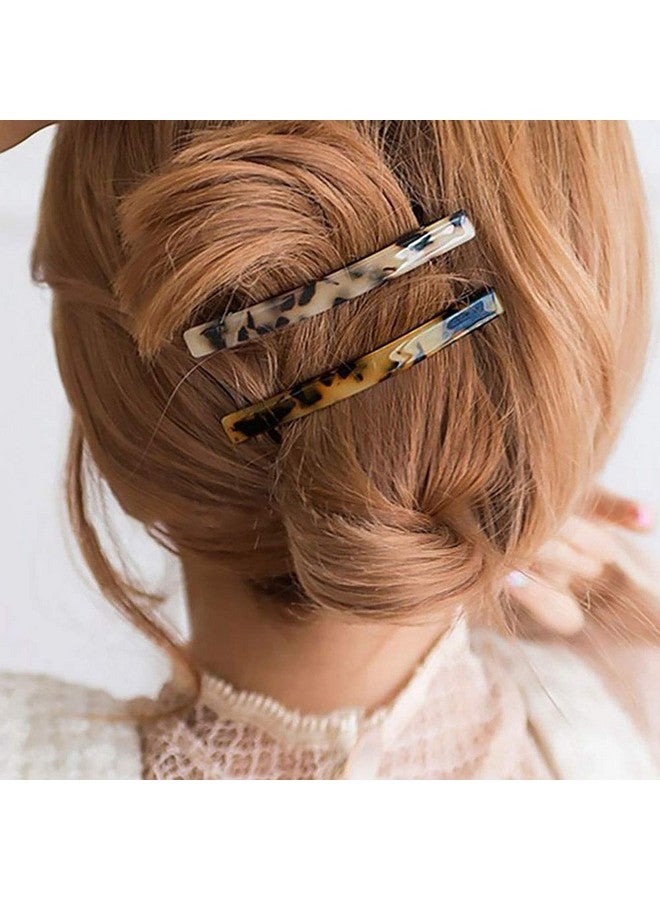 HYFEEL Long French Barrettes For Women Simple Classic Acrylic Resin Hair Clips Tortoise Shell Skinny Large 4 Inch Noslip Grip Automatic Clasp Clamp For Thick Hair 3 Pack - Image 4
