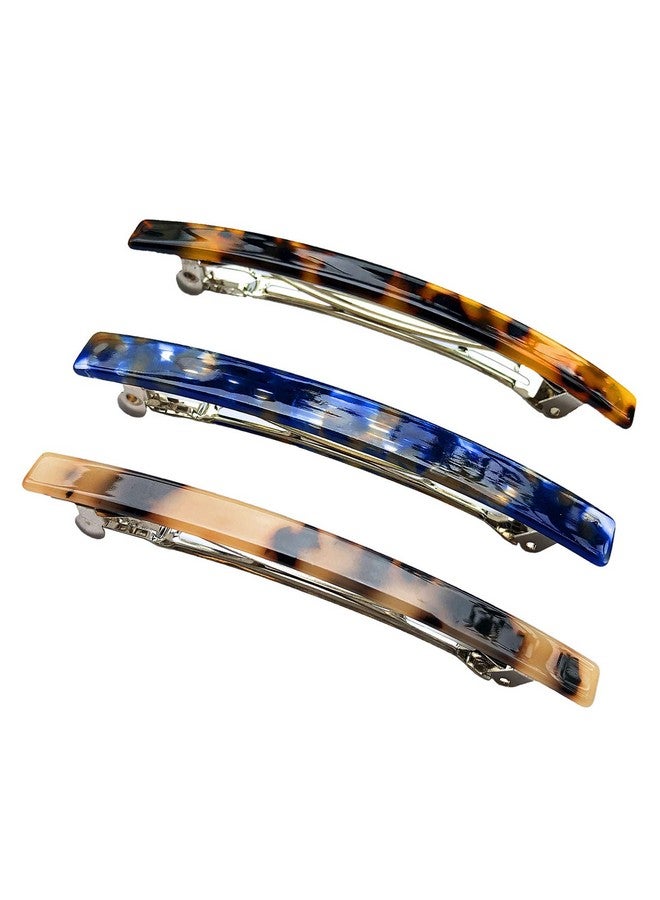 HYFEEL Long French Barrettes For Women Simple Classic Acrylic Resin Hair Clips Tortoise Shell Skinny Large 4 Inch Noslip Grip Automatic Clasp Clamp For Thick Hair 3 Pack - Image 2