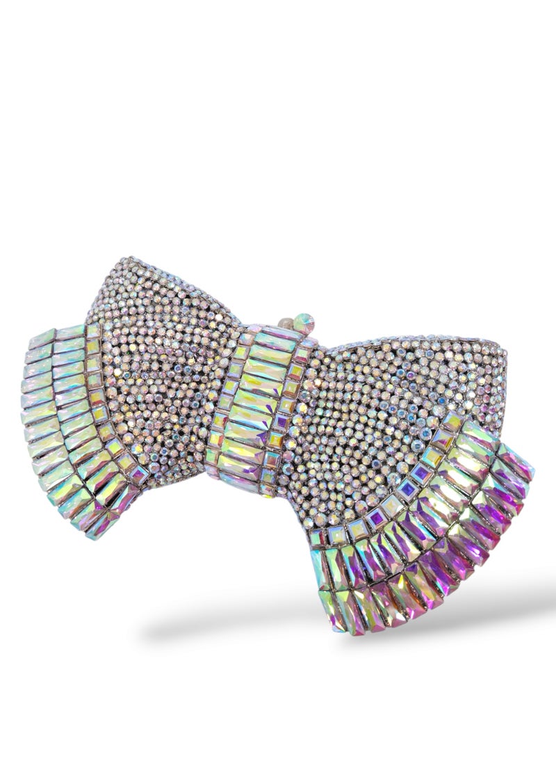 أركاد حقيبة كلاتش نسائية فاخرة من أركاد بشكل فيونكة مزينة بالكريستال للسهرات والحفلات مع سلسلة – متعدد الألوان - Image 4