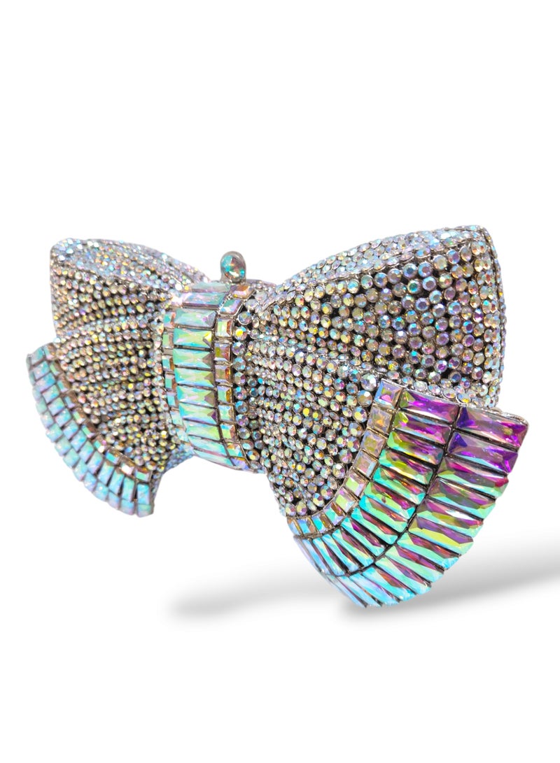 أركاد حقيبة كلاتش نسائية فاخرة من أركاد بشكل فيونكة مزينة بالكريستال للسهرات والحفلات مع سلسلة – متعدد الألوان - Image 2