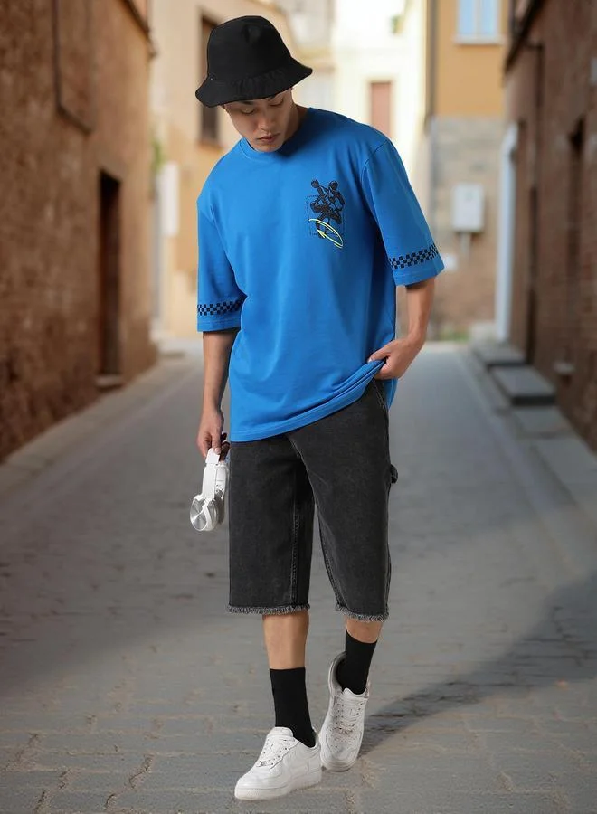 هوبرهولمي تيشيرت رجالي بطبعة مستقبلية بقصة واسعة