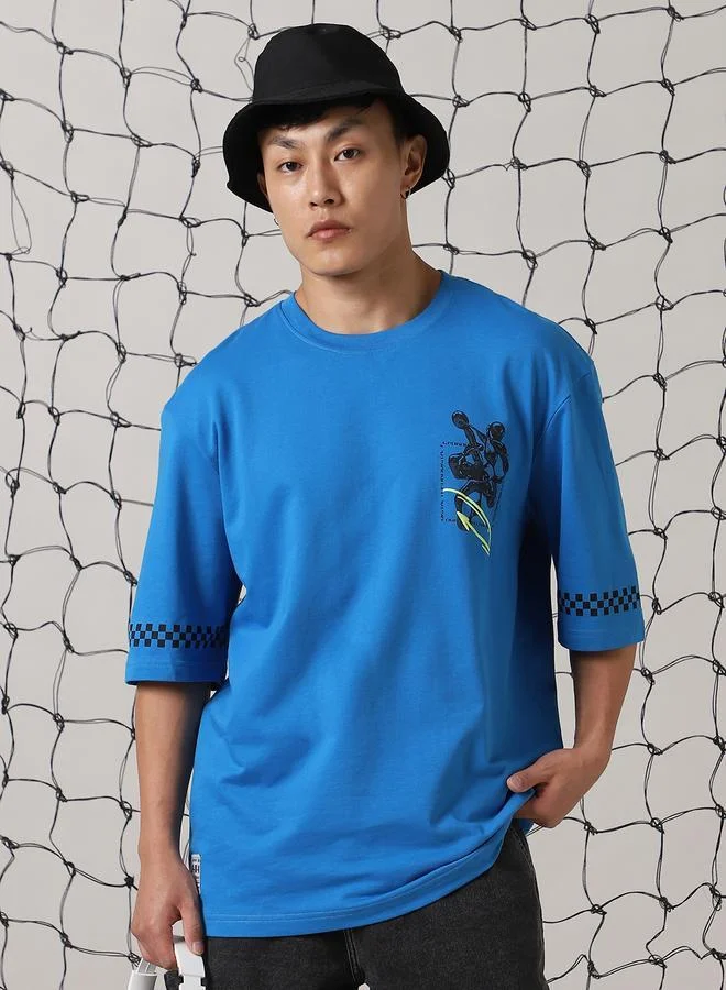 هوبرهولمي تيشيرت رجالي بطبعة مستقبلية بقصة واسعة