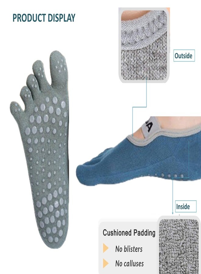 Lify Polycotton Yoga Socks for Women Non-Slip Grips & Straps, Ideal for Pilates, Pure Barre, Ballet, Dance, Barefoot Workout (EU 35-40 US 4.5-8.5, Teal Blue), Casual - Image 3