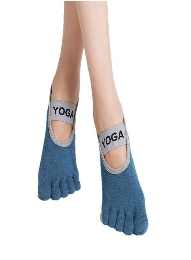 Lify Polycotton Yoga Socks for Women Non-Slip Grips & Straps, Ideal for Pilates, Pure Barre, Ballet, Dance, Barefoot Workout (EU 35-40 US 4.5-8.5, Teal Blue), Casual - Image 1