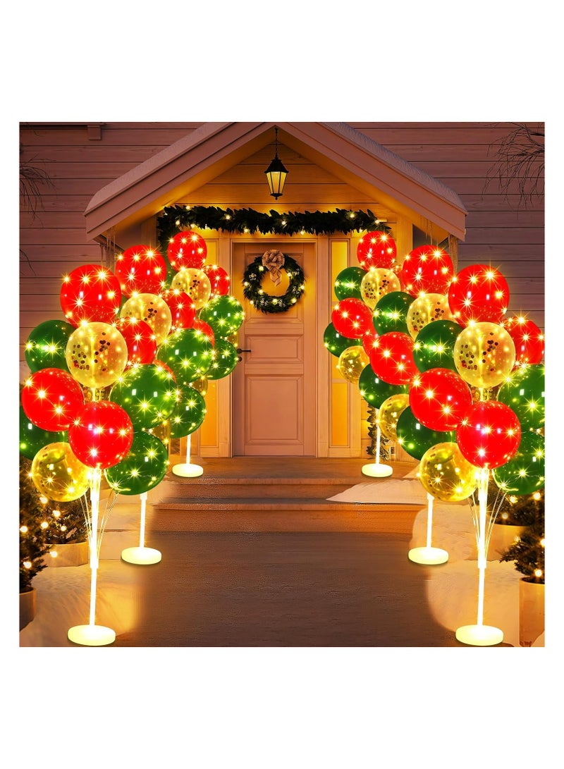 JOLLITY LLC طقم حامل بالونات عيد الهالوين وعيد الميلاد للأرض مع خيوط أضواء بالونات وحوامل مركزية طقم عمود بالونات لحفلة عيد الميلاد وحفلة استحمام الأطفال 4 مجموعات - Image 4