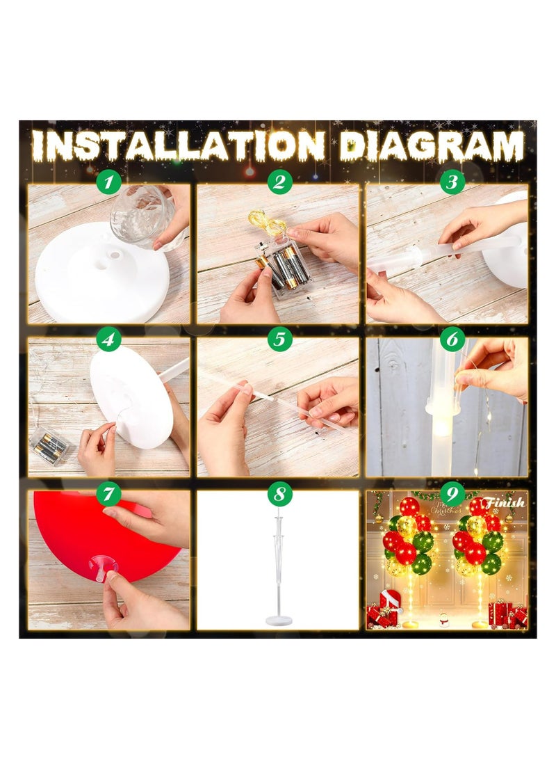 JOLLITY LLC طقم حامل بالونات عيد الهالوين وعيد الميلاد للأرض مع خيوط أضواء بالونات وحوامل مركزية طقم عمود بالونات لحفلة عيد الميلاد وحفلة استحمام الأطفال 4 مجموعات - Image 2