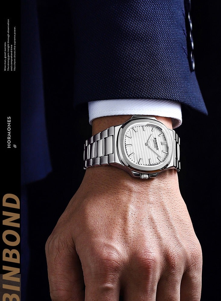 BINBOND Watches for Men Quartz Watch Waterproof Date Male Clock Stainless Steel Business Mens Quartz Watches - Image 3