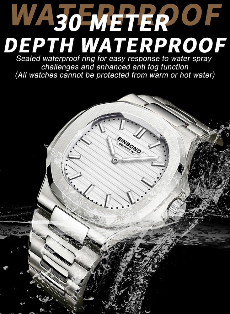 BINBOND Watches for Men Quartz Watch Waterproof Date Male Clock Stainless Steel Business Mens Quartz Watches - Image 2