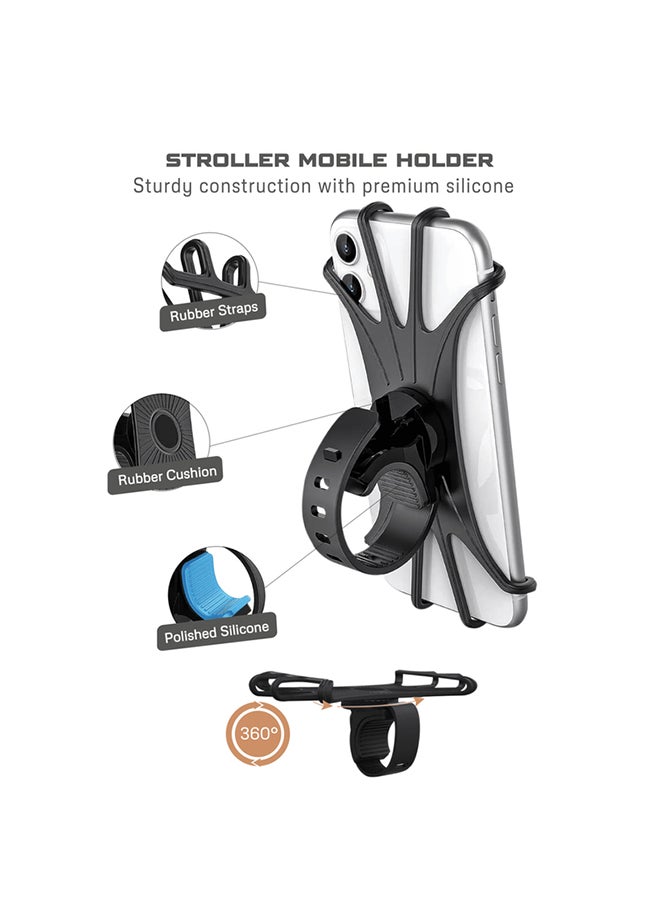 neobreez 360° Rotating Silicone Mobile Phone Holder|Universal Stroller Phone Holder |Anti-Shake Mount for Bike,  Bicycle, Motorcycle, Stroller, Pram, Pushchair, Buggy And Shopping Cart|Compatible with iPhone  - Image 3