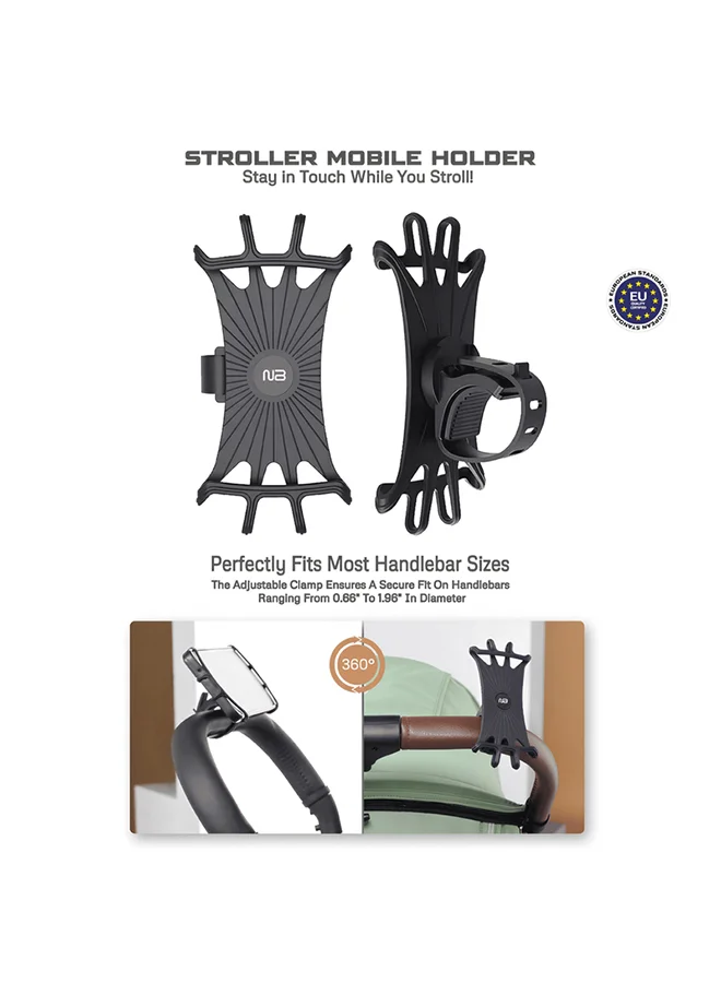 neobreez Neobreez 360° Rotating Silicone Adjustable Mobile Phone Holder | Universal Anti-Shake Mount for Bike,  Bicycle,  Motorcycle,  Stroller,  Pram,  Pushchair,  Buggy,  Shopping Cart | Compatible with iPhone