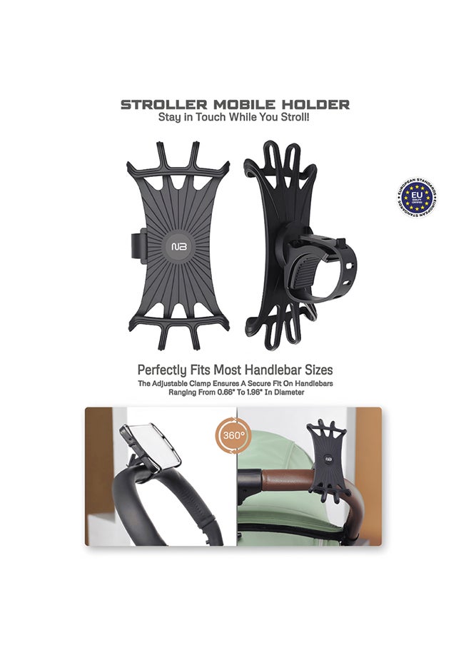 neobreez 360° Rotating Silicone Mobile Phone Holder|Universal Stroller Phone Holder |Anti-Shake Mount for Bike,  Bicycle, Motorcycle, Stroller, Pram, Pushchair, Buggy And Shopping Cart|Compatible with iPhone  - Image 2
