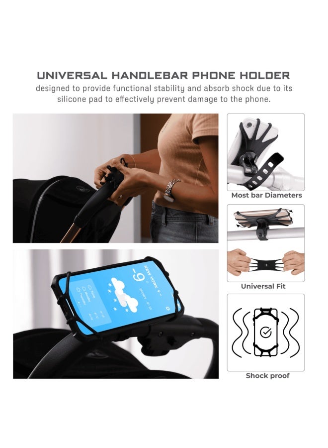 نيوبريز حامل هاتف دوار 360 درجة من السيليكون من نيو بريز | حامل عالمي مضاد للاهتزاز للدراجة، الدراجة النارية، عربة الأطفال، عربة التسوق | متوافق مع آيفون - Image 5