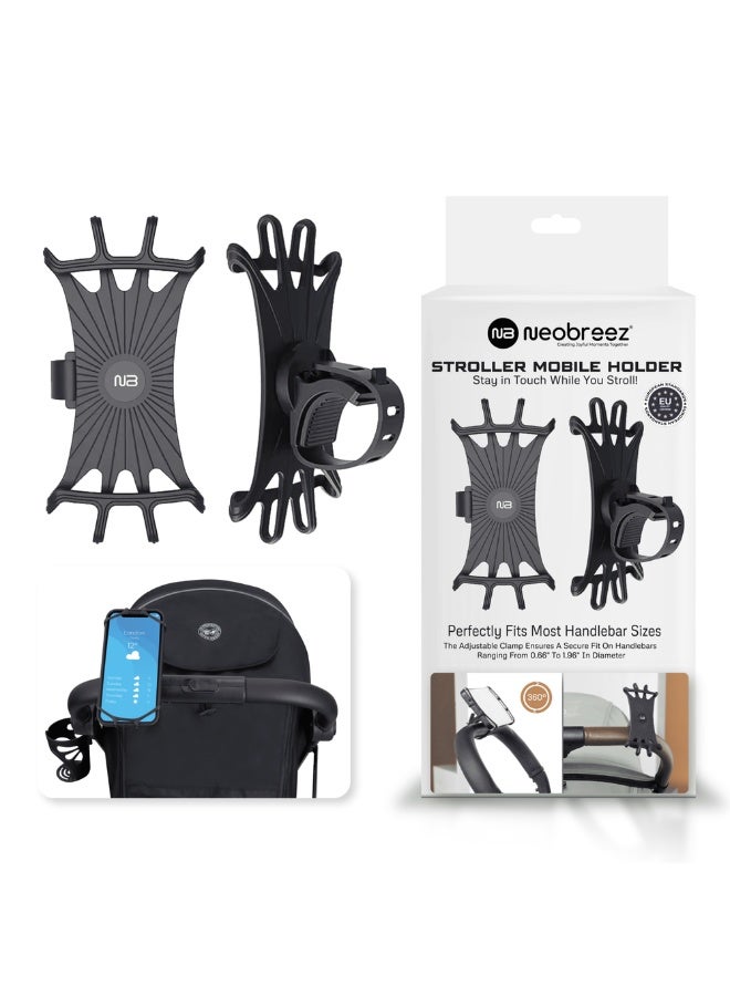 نيوبريز حامل هاتف دوار 360 درجة من السيليكون من نيو بريز | حامل عالمي مضاد للاهتزاز للدراجة، الدراجة النارية، عربة الأطفال، عربة التسوق | متوافق مع آيفون - Image 1