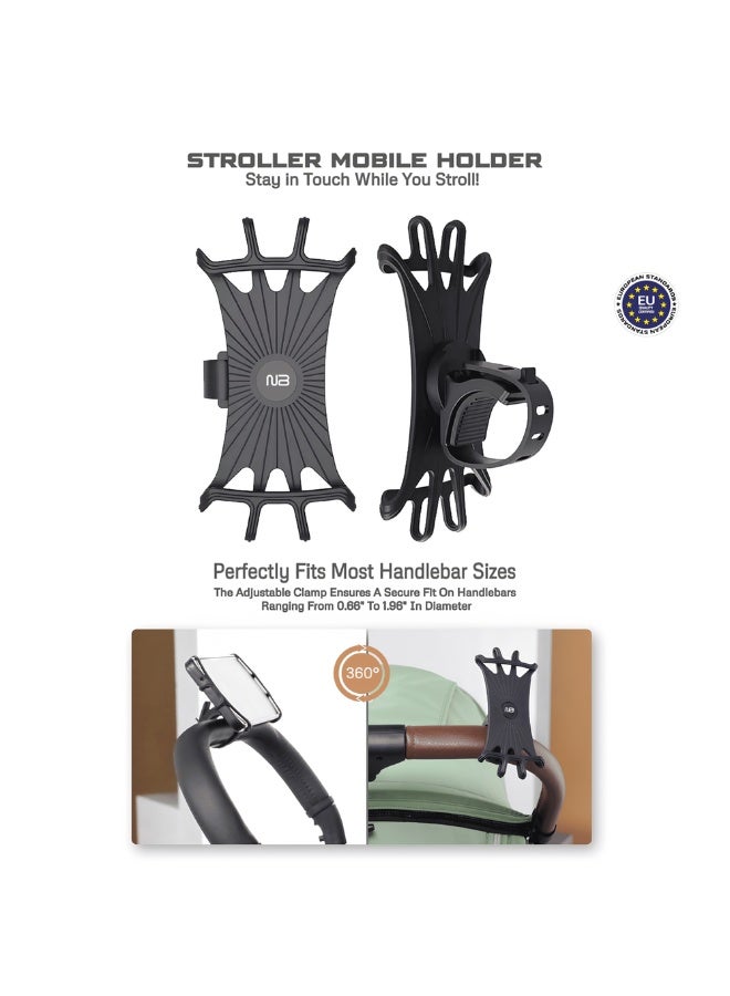 نيوبريز حامل هاتف دوار 360 درجة من السيليكون من نيو بريز | حامل عالمي مضاد للاهتزاز للدراجة، الدراجة النارية، عربة الأطفال، عربة التسوق | متوافق مع آيفون - Image 2