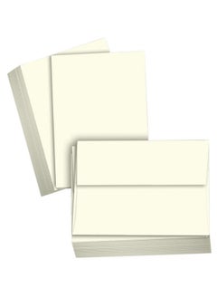 Hamilco Card Stock Blank Note Cards With Envelopes Flat 5" X 7" Cream Cardstock Paper 100Lb Cover 100 Pack  - Image 1