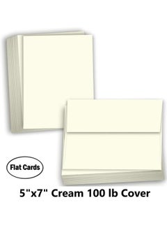 Hamilco Card Stock Blank Note Cards With Envelopes Flat 5" X 7" Cream Cardstock Paper 100Lb Cover 100 Pack  - Image 2