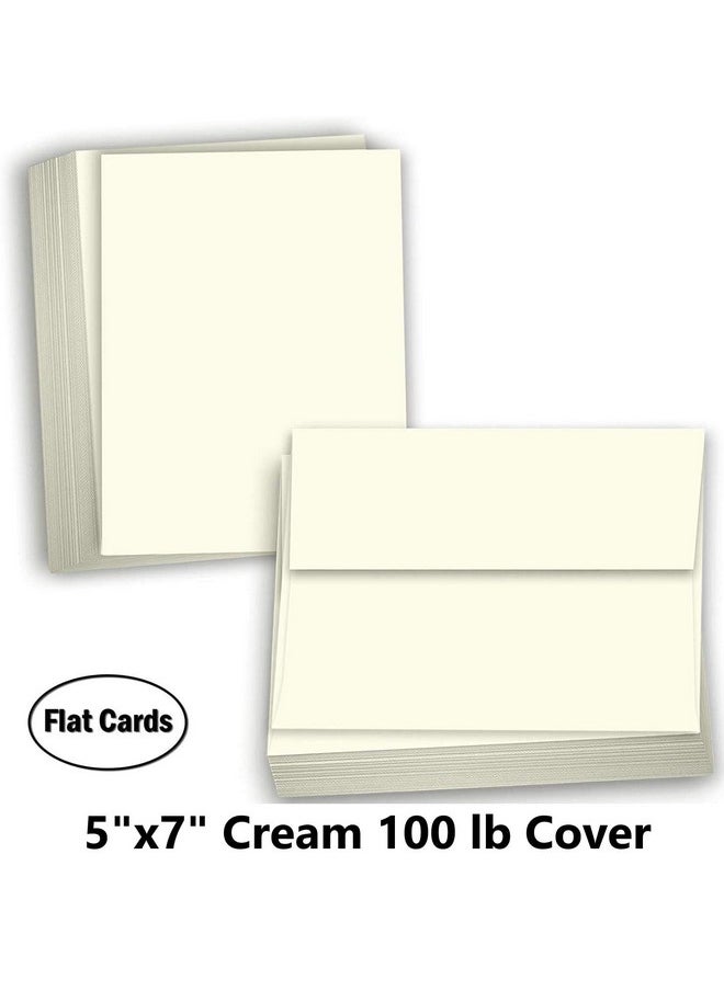 Hamilco Card Stock Blank Note Cards With Envelopes Flat 5" X 7" Cream Cardstock Paper 100Lb Cover 100 Pack  - Image 2