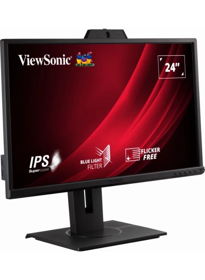 ViewSonic VG2440V 24” IPS Full HD 1920x1080 Video Conferencing Monitor, 60Hz, Built-in Full HD Webcam And Microphone Black - Image 2