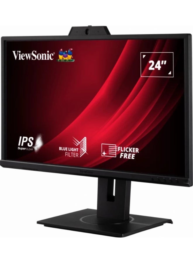 ViewSonic VG2440V 24” IPS Full HD 1920x1080 Video Conferencing Monitor, 60Hz, Built-in Full HD Webcam And Microphone Black - Image 3