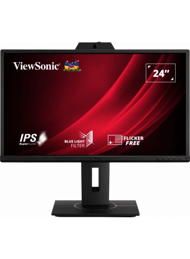 ViewSonic VG2440V 24” IPS Full HD 1920x1080 Video Conferencing Monitor, 60Hz, Built-in Full HD Webcam And Microphone Black - Image 1
