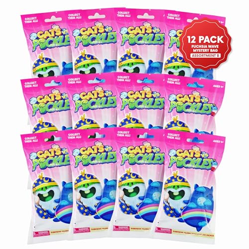 Cats vs Pickles 12pk Mystery Bags Fuchsia Wave B 4 Bean Filled Plushies Blind Bags for Girls and Boys Surprise Bean Collectibles Sensory Friendly Mystery Bag Toys for Kids Adults 12Pack - Image 1
