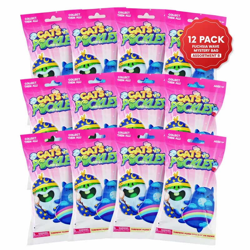 Cats vs Pickles 12pk Mystery Bags Fuchsia Wave B 4 Bean Filled Plushies Blind Bags for Girls and Boys Surprise Bean Collectibles Sensory Friendly Mystery Bag Toys for Kids Adults 12Pack - Image 3