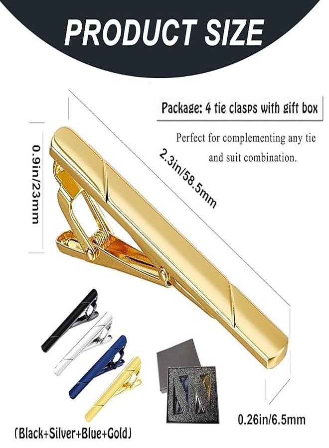 DGOOLS 4pcs Tie Pin, Tie Pin for Men Formal, Stylish Tie Clip for Men Suit Accessories with Gift Box, Suits Luxury Metal Plated Necktie Bars with Secure Clasp for Business Wedding or Daily Life - Image 3