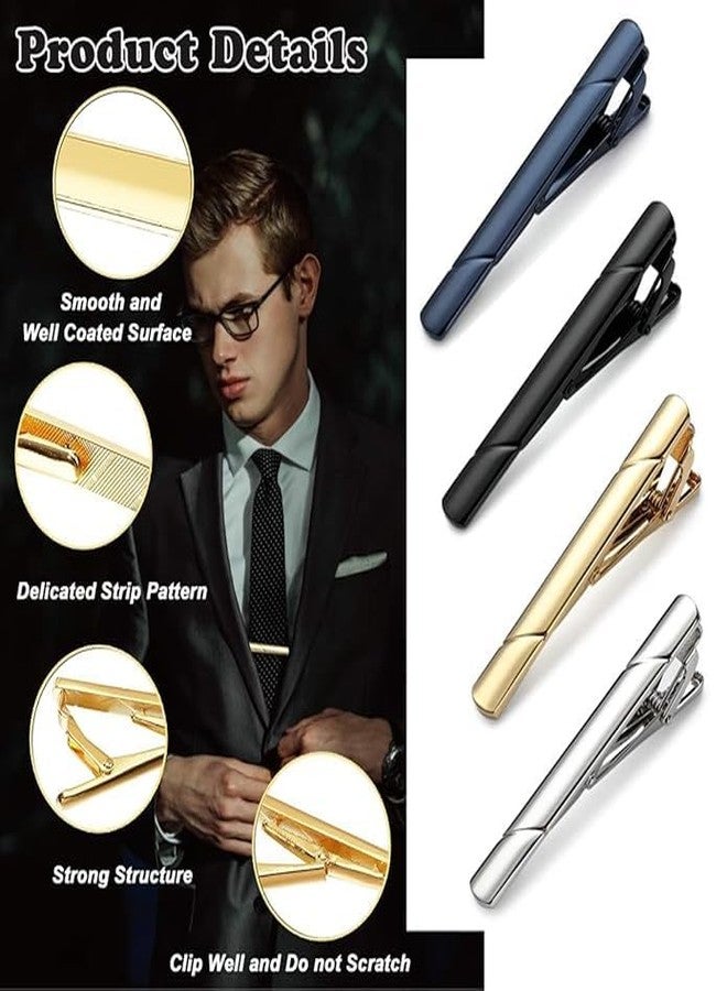 DGOOLS 4pcs Tie Pin, Tie Pin for Men Formal, Stylish Tie Clip for Men Suit Accessories with Gift Box, Suits Luxury Metal Plated Necktie Bars with Secure Clasp for Business Wedding or Daily Life - Image 4