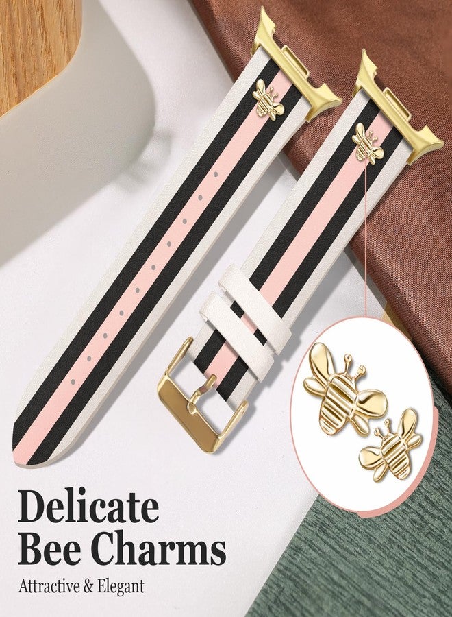 MOINSPIRE Designer Leather Bands with Charms Compatible with Samsung Galaxy Watch 8 40mm 44mm/8 Classic 46mm, Dressy Top Grain Leather Bracelet Pretty Fancy Elegant Adjustable Strap for Women and Men - Image 5