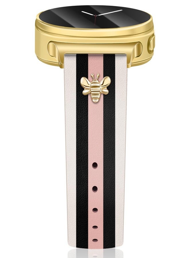 MOINSPIRE Designer Leather Bands with Charms Compatible with Samsung Galaxy Watch 8 40mm 44mm/8 Classic 46mm, Dressy Top Grain Leather Bracelet Pretty Fancy Elegant Adjustable Strap for Women and Men - Image 1