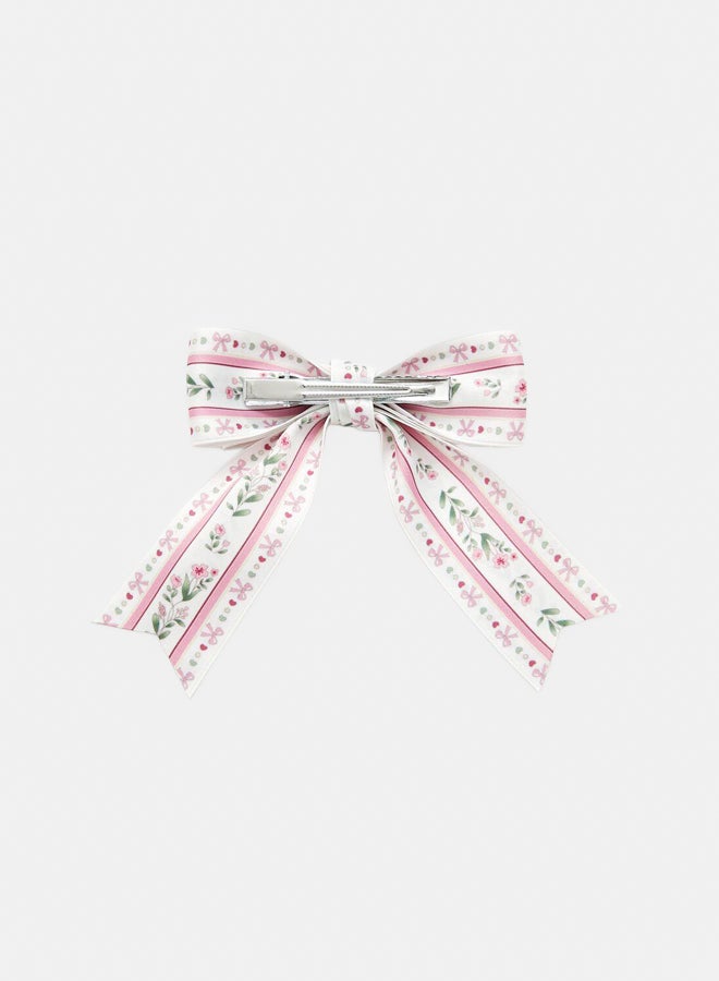 FOREVER 21 Floral Striped Bow Hair Clip  - Image 3