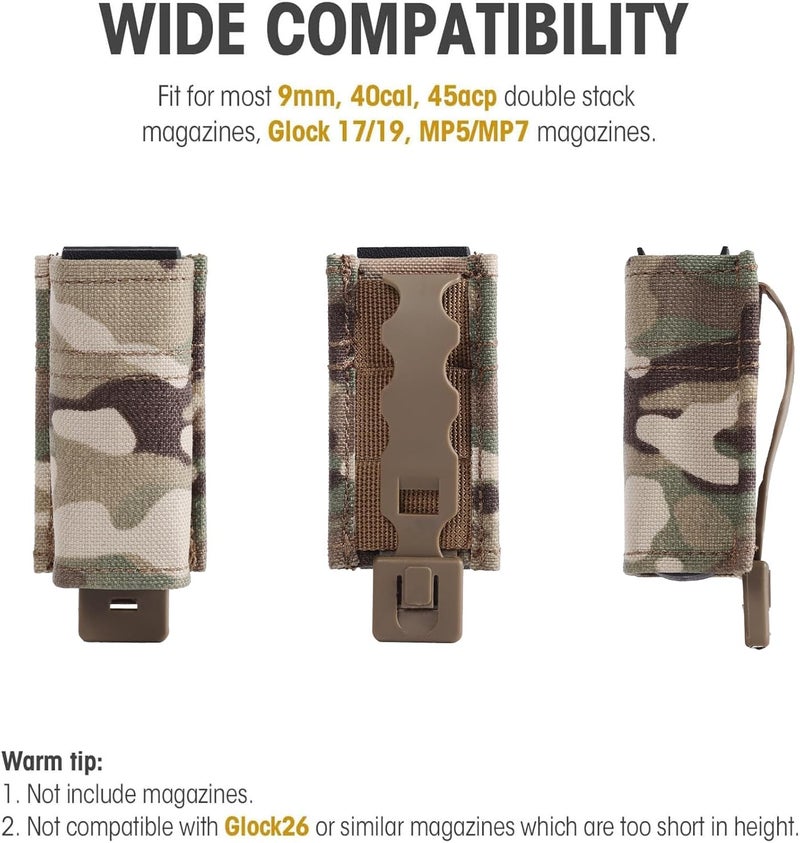 VISMIX Pistol Magazine Pouch, Double 9mm Mag Pouch with Quick Release Kydex Insert and MOLLE Compatible - Image 3