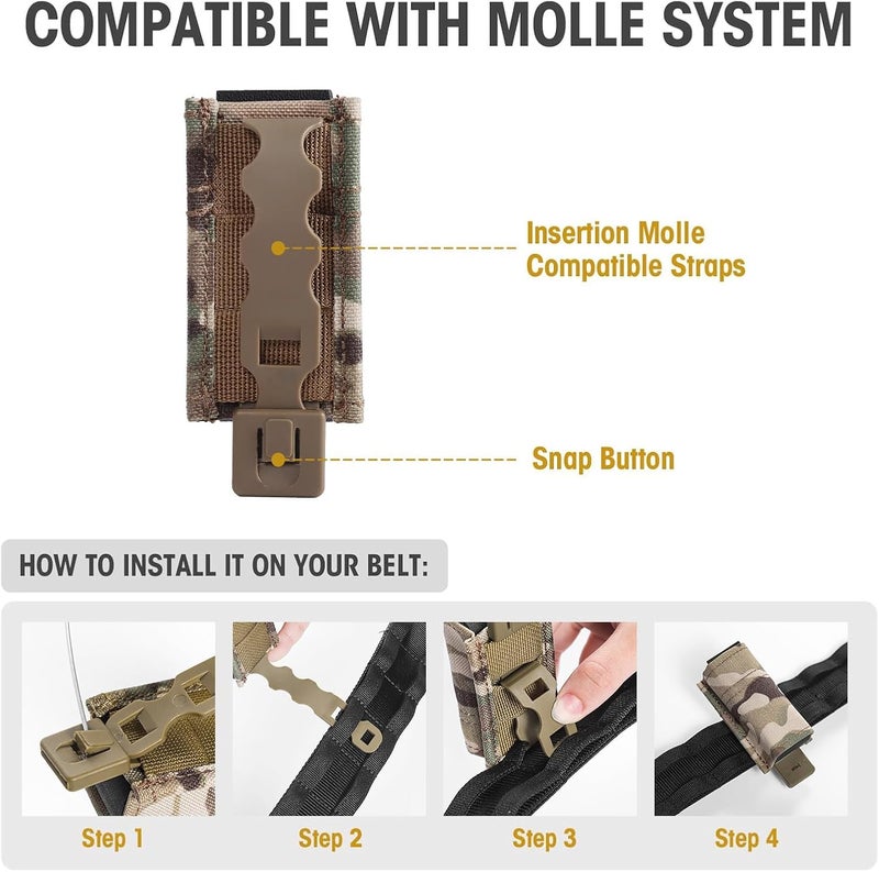 VISMIX Pistol Magazine Pouch, Double 9mm Mag Pouch with Quick Release Kydex Insert and MOLLE Compatible - Image 5
