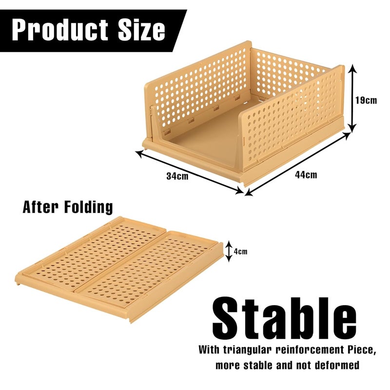 Kuber Industries Large 4 Pcs Storage Organizer Wardrobe Organizer For Clothes Cloth Organizer Foldable Shirt Stacker Box Cloth Box for Almirah Closet Storage Basket Ivory - Image 3