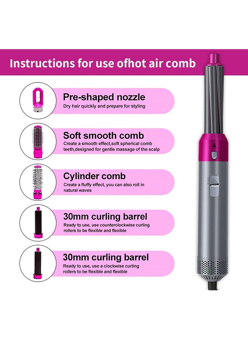5 in 1 Hair Dryer Brush Air Styler Set with Interchangeable Heads Ionic Care for Blow Drying Straightening Curling and Volumizing - Image 4