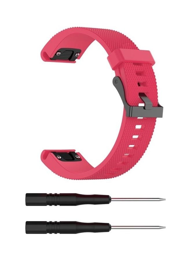 NIBEMINENT Silicone Replacement Wrist Strap For Garmin Fenix 5S Rose Red
